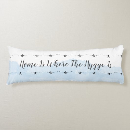 Pastel Blue Hygge quote Cosy Home Lichaamskussen (Voorkant)