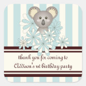Pastel Blue Koala Boy Baby shower / Kinderverjaard Vierkante Sticker (Voorkant)