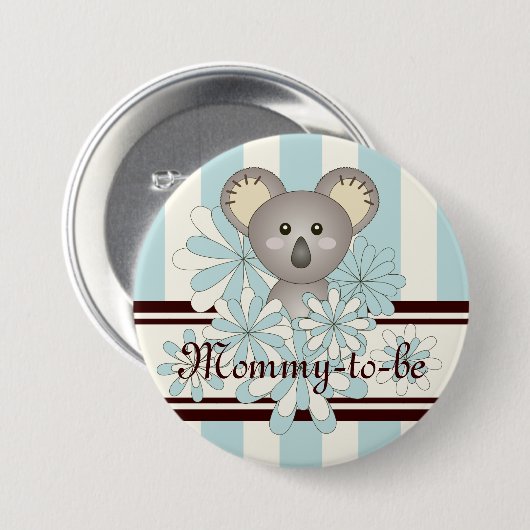 Pastel Blue Koala Mama-to-be Boy Baby shower Ronde Button 7,6 Cm (Voorkant /achterkant)