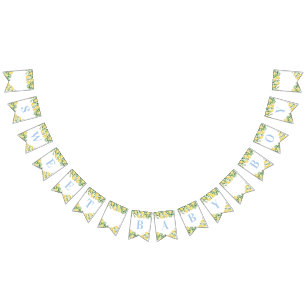 Pastel Blue Lemons Sweet Boy Baby shower Vlaggetjes