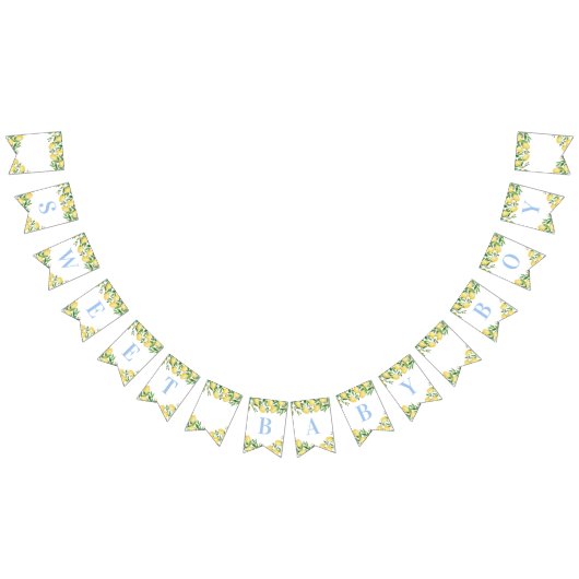 Pastel Blue Lemons Sweet Boy Baby shower Vlaggetjes (Alle)