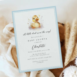 Pastel Blue Little Duck Baby shower Kaart