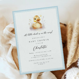 Pastel Blue Little Duck Baby shower Kaart