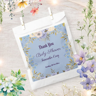 Pastel Blue Little Flower Bud Floral Baby shower Bedankzakje