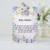 Pastel Blue Little Flower Bud Floral Baby shower Informatiekaartje (Staand voorkant)
