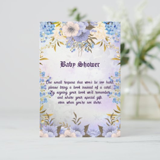 Pastel Blue Little Flower Bud Floral Baby shower Informatiekaartje (Staand voorkant)