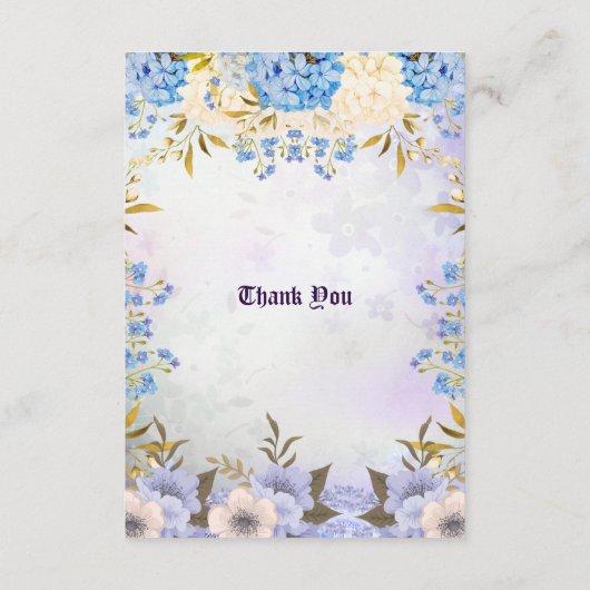 Pastel Blue Little Flower Bud Floral Baby shower Informatiekaartje (Achterkant)