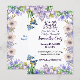 Pastel Blue Little Flower Bud Floral Baby shower Kaart