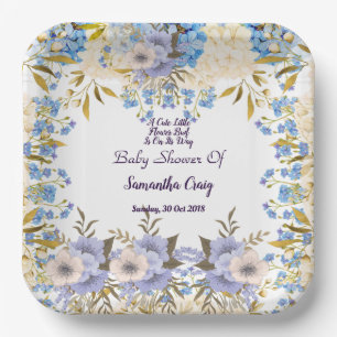 Pastel Blue Little Flower Bud Floral Baby shower Papieren Bordje