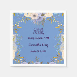 Pastel Blue Little Flower Bud Floral Baby shower Servet