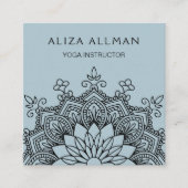 Pastel Blue Mandala Yoga Instructor Vierkante Visitekaartje (Voorkant)