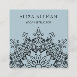 Pastel Blue Mandala Yoga Instructor Vierkante Visitekaartje