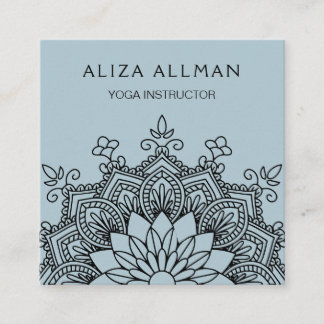 Pastel Blue Mandala Yoga Instructor Vierkante Visitekaartje