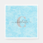 Pastel Blue Marble Custom Monogrammed Name Servet (Voorkant)