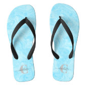 Pastel Blue Marble Custom Monogrammed Name Teenslippers (Voetbed)