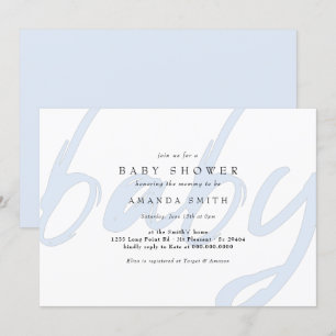 Pastel Blue Minimal Modern Baby Boy Shower Kaart
