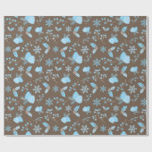 Pastel Blue Mistletoe Snowflakes Pinecones Winter Cadeaupapier (Vlak)