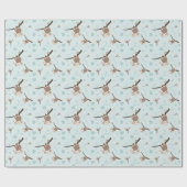 Pastel Blue Monkey Valentine Wrapping Paper Cadeaupapier (Vlak)