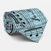 Pastel Blue Music Notes  Stropdas (Opgerold)