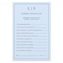 Pastel Blue Nursery Rhyme Quiz Baby shower Game