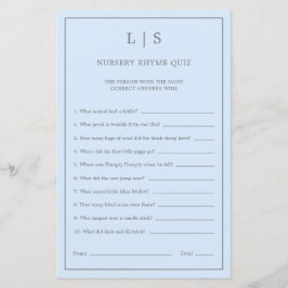 Pastel Blue Nursery Rhyme Quiz Baby shower Game