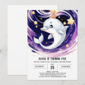 Pastel Blue Ocean Dolfijn Verjaardag Kaart (Voorkant / Achterkant)