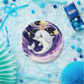 Pastel Blue Ocean Dolfijn Verjaardag Papieren Bordje (Feest)