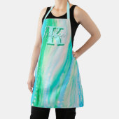 Pastel Blue Oceanscape Alcohol Ink Apron Schort (Insitu)