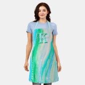 Pastel Blue Oceanscape Alcohol Ink Apron Schort (Gedragen)
