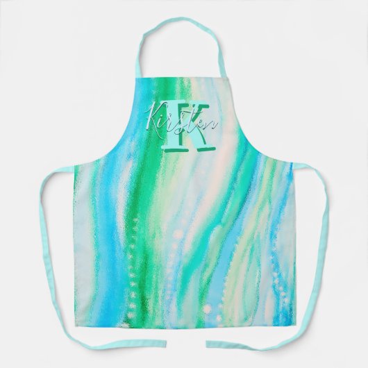 Pastel Blue Oceanscape Alcohol Ink Apron Schort (Voorkant)
