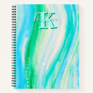 Pastel Blue Oceanscape Alcohol Ink Notitieboek
