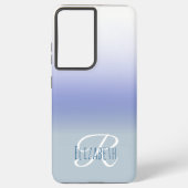 Pastel Blue Ombre Initiaal Letter Monogram Samsung Galaxy Hoesje (Achterkant)
