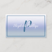 Pastel Blue Ombre Initiaal Letter Monogram Stijlvo Visitekaartje (Voorkant)