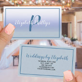Pastel Blue Ombre Initiaal Letter Monogram Stijlvo Visitekaartje