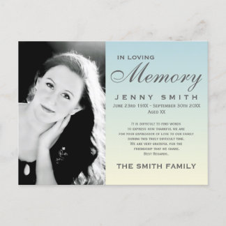 Pastel Blue Ombré Memorial Familie Erkenning Briefkaart