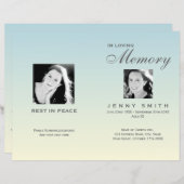 Pastel Blue Ombré Order of Service Funeral Program (Voorkant / Achterkant)