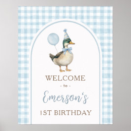 Pastel Blue One Lucky Duck 1st Verjaardag Welkom Poster