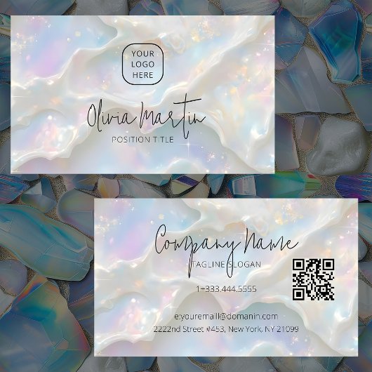 Pastel Blue Opal Aesthetic Background Visitekaartje
