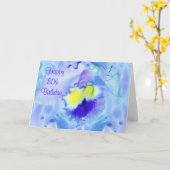 Pastel Blue Orchid Happy 80th Birthday wensen Kaart (Gele Bloem)