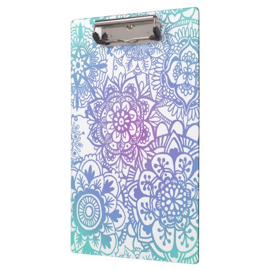Pastel Blue Paars Mandala Pattern Klembord (Links)