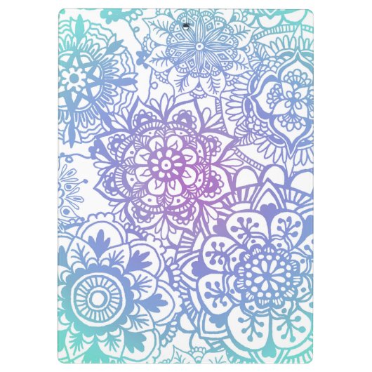 Pastel Blue Paars Mandala Pattern Klembord (Achterkant)