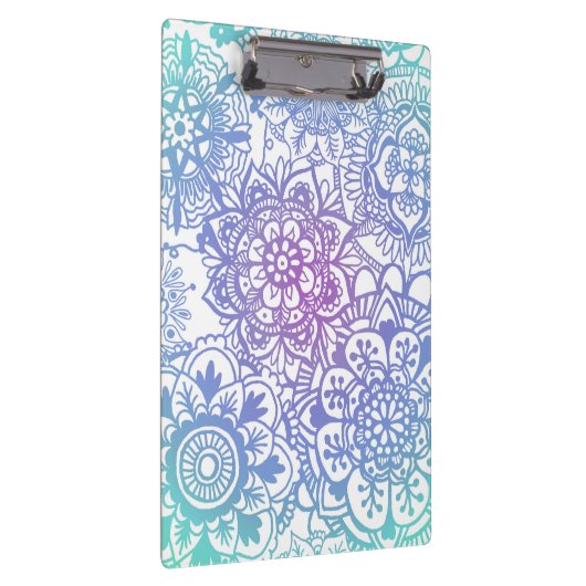 Pastel Blue Paars Mandala Pattern Klembord (Rechts)