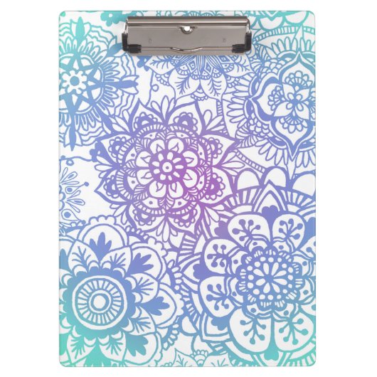 Pastel Blue Paars Mandala Pattern Klembord (Voorkant)