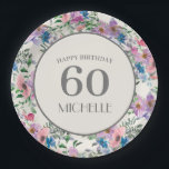 Pastel Blue Paars Pink Floral 60th Birthday Papieren Bordje<br><div class="desc">Pastel blauw, paars en roze waterverf floral 60th verjaardagsfeestje paper borden for women. De tekst en de doopvonten zijn volledig klantgericht wanneer u het ontwerphulpmiddel van Zazzle gebruikt, zodat kunnen deze borden voor om het even welke leeftijd worden gepersonaliseerd. Neem contact met ons op voor hulp bij het aanpassen of...</div>