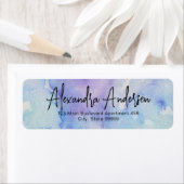 Pastel Blue Paars Waterverf modern Script Label (Insitu)