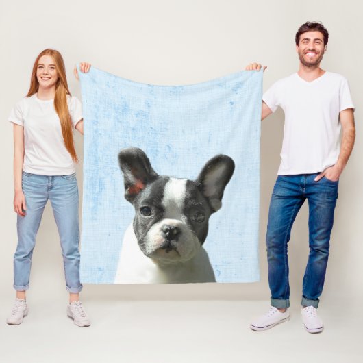 Pastel Blue Peekaboo Boston Terrier Puppy Nursery Fleece Deken (In situ)