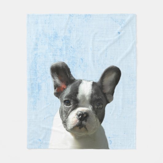 Pastel Blue Peekaboo Boston Terrier Puppy Nursery Fleece Deken (Voorkant)