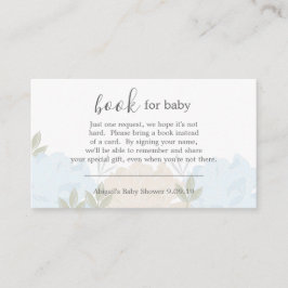 Pastel Blue Peonies Book Request Baby shower Informatiekaartje