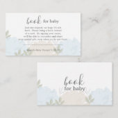 Pastel Blue Peonies Book Request Baby shower Informatiekaartje (Voorkant / Achterkant)