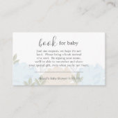 Pastel Blue Peonies Book Request Baby shower Informatiekaartje (Voorkant)
